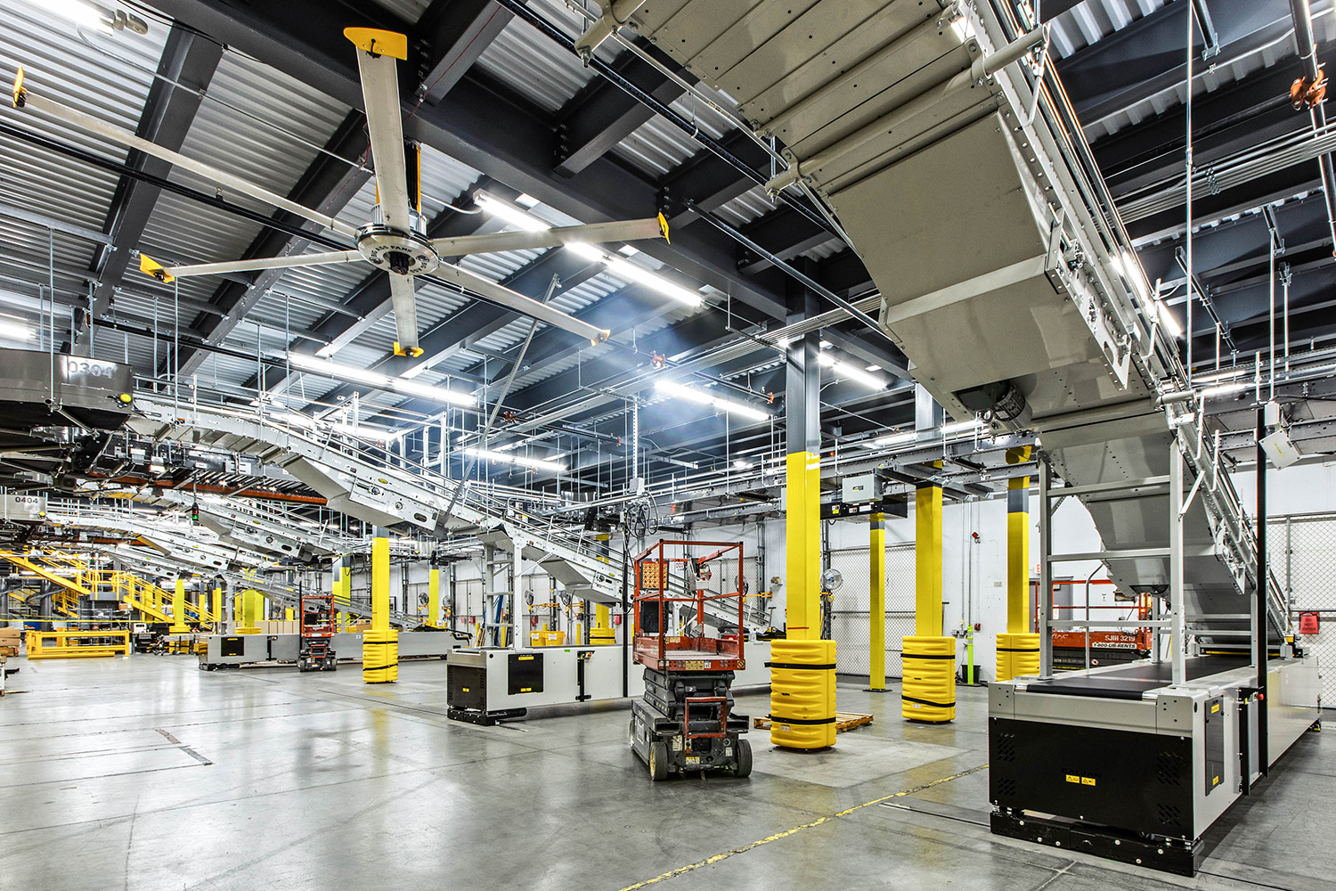 Big Ass Fans HVLS fan installed in a busy industrial facility